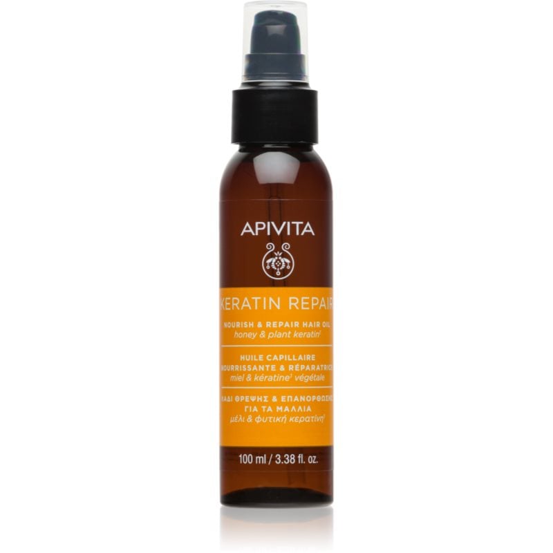 Apivita Keratin Repair Nourish Repair Hair Oil олио за коса за суха и увредена коса