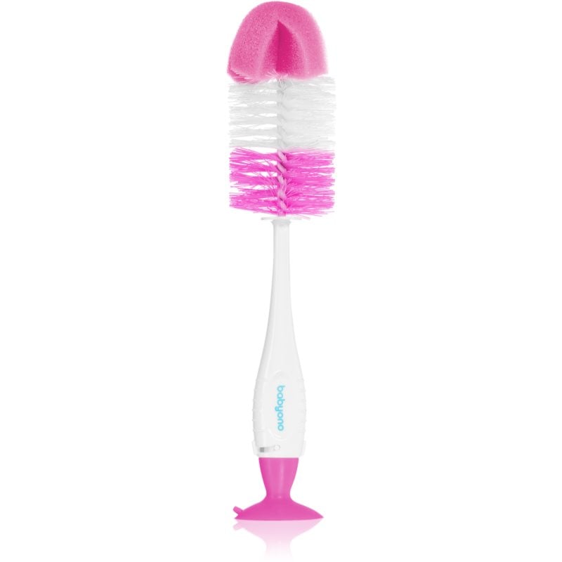 BabyOno Take Care Brush for Bottles and Teats четка за почистване 2 в 1 Pink 1 бр.