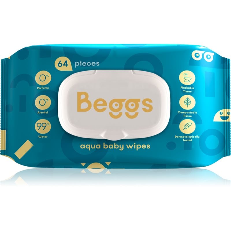 Beggs Aqua Baby Wipes нежни мокри кърпички за бебета 64 бр.