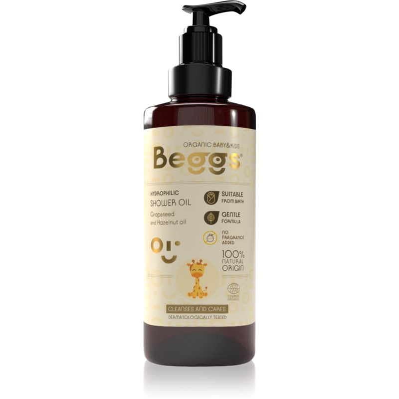 Beggs Organic Baby & Kids Hydrophilic Shower Oil почистващо олио за деца от раждането им