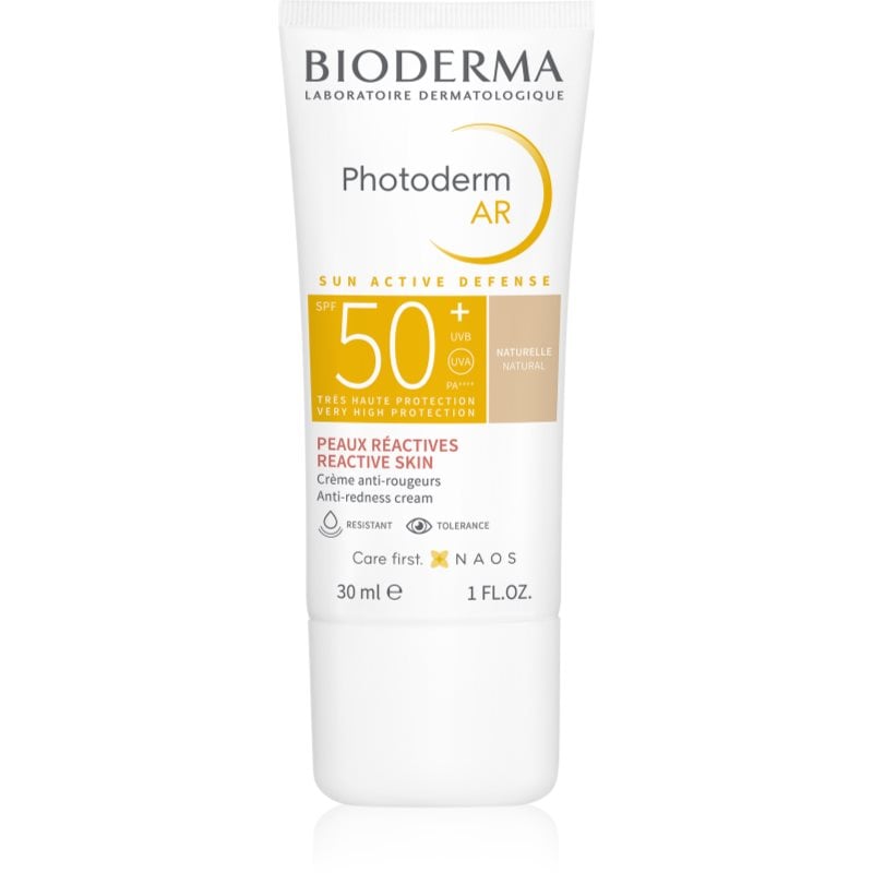 Bioderma Photoderm AR тониращ защитен крем за много чувствителна кожа със склонност към почервеняване SPF 50+ цвят Natural