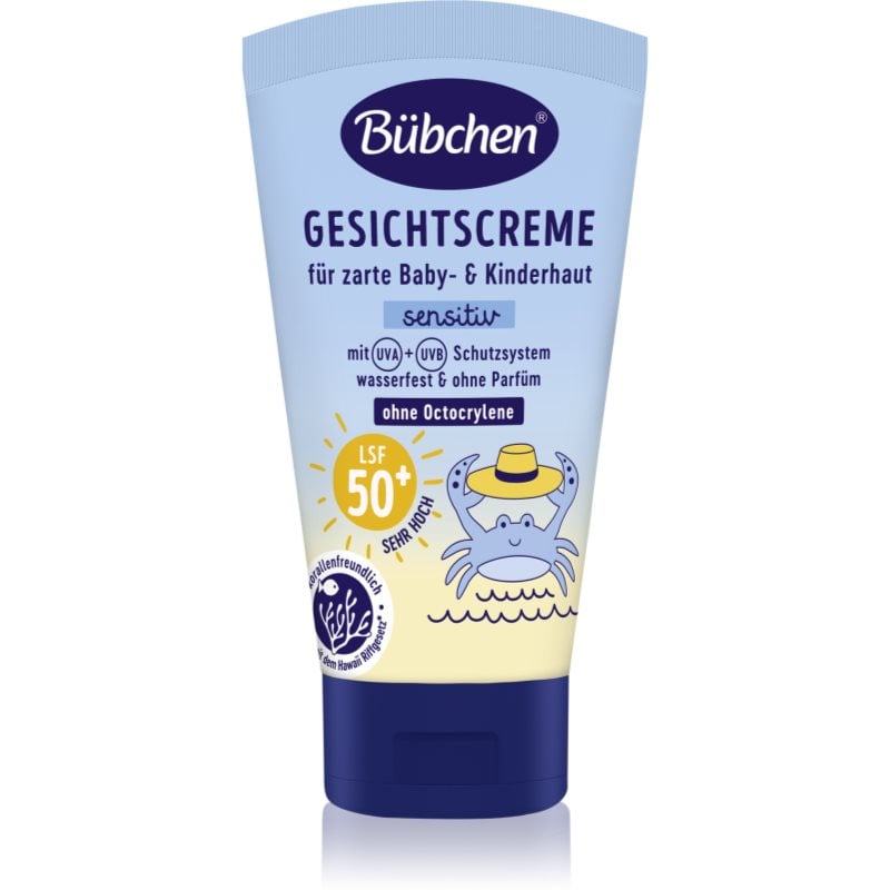 Bübchen Sensitive Sun Protection Face Cream SPF 50+ защитен детски крем за лице SPF 50+ 6 m+