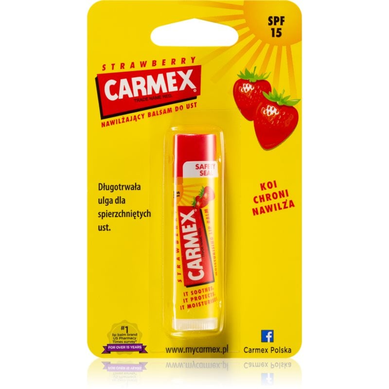 Carmex Strawberry хидратиращ балсам за устни в тубичка SPF 15