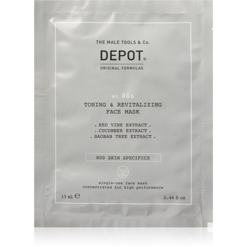 DEPOT 800 SKIN SPECIFICS NO. 806 TONING & REVITALIZING FACE MASK ревитализираща маска за лице за мъже 12x