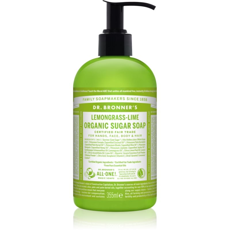 Dr. Bronner’s Lemongrass & Lime течен сапун за тяло и коса