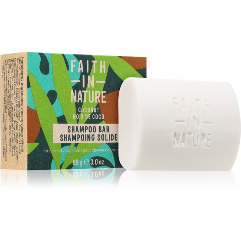 Faith In Nature Coconut & Shea Butter органичен твърд шампоан придаващ хидратация и блясък 85 гр.