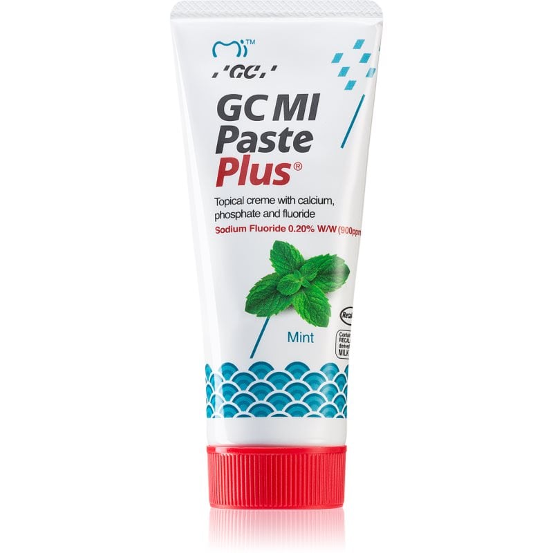 GC MI Paste Plus реминализиращ защитен крем за чувствителни зъби с флуорид вкус Mint