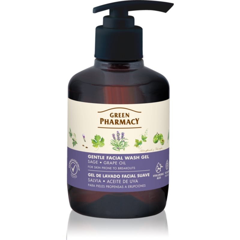 Green Pharmacy Sage & Thyme Face Wash нежен почистващ гел за раздразнена кожа на лицето