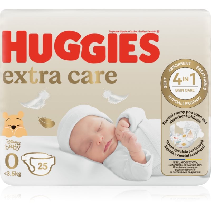 Huggies Extra Care Size 0 еднократни пелени <4 kg 25 бр.