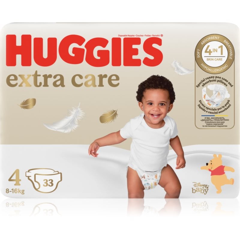 Huggies Extra Care Size 4 еднократни пелени 8-16 kg 33 бр.
