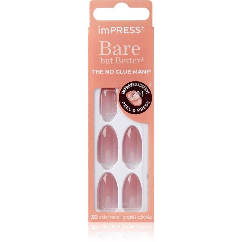 KISS imPRESS Bare but Better Изкуствени нокти самозалепващ се Serenity 30 бр.