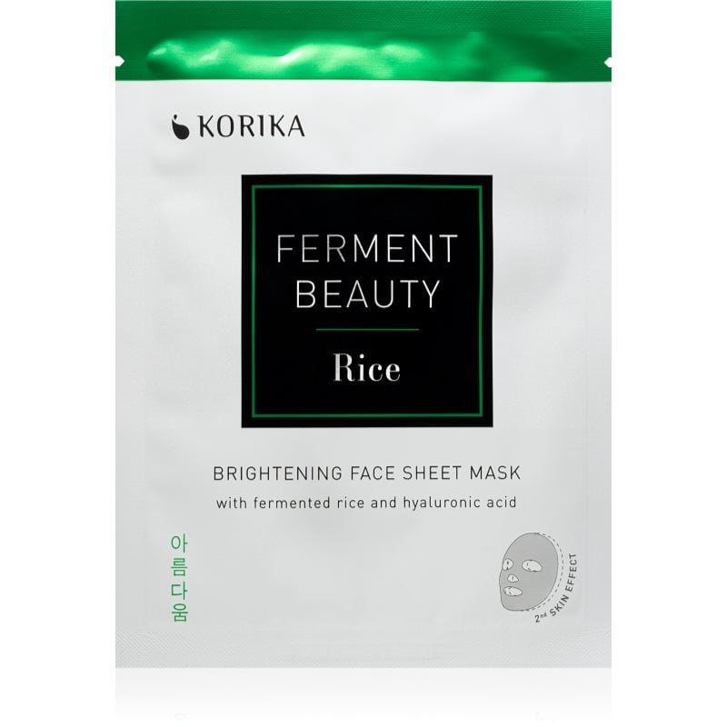 KORIKA FermentBeauty Brightening Face Sheet Mask with Fermented Rice and Hyaluronic Acid озаряваща платнена маска с ферментирал ориз и хиалуронова кис