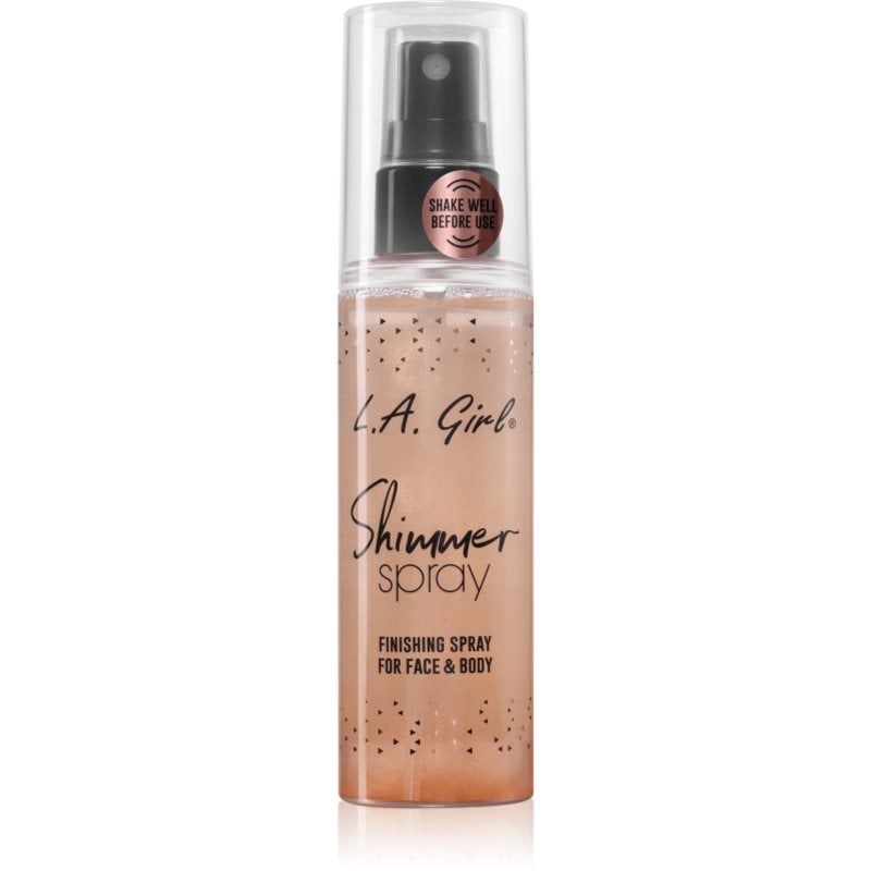 L.A. Girl Cosmetics Shimmer Spray фон дьо тен фиксатор за лице и тяло цвят Rose Gold