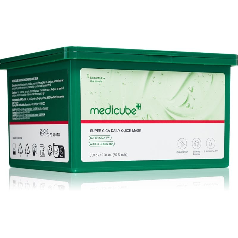 Medicube Super Cica Daily Quick Mask успокояваща платнена маска с подхранващ ефект 30 бр.