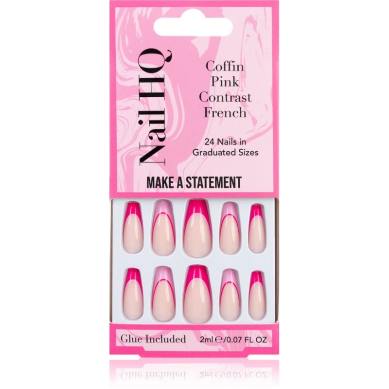 Nail HQ Coffin Pink Contrast French Изкуствени нокти с лепило 24 бр.