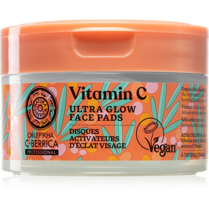 Natura Siberica Oblepikha C-Berrica ексфолиращи тампони за лице за озаряване на лицето 20 бр.