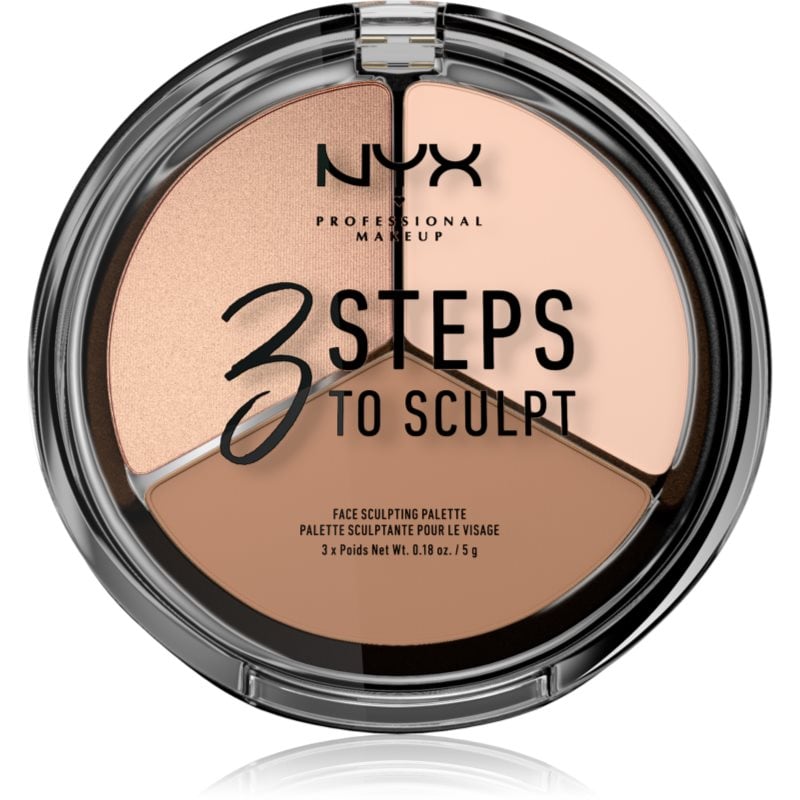 NYX Professional Makeup 3 Steps To Sculpt контурираща палитра за лице цвят 01 Fair 15 гр.