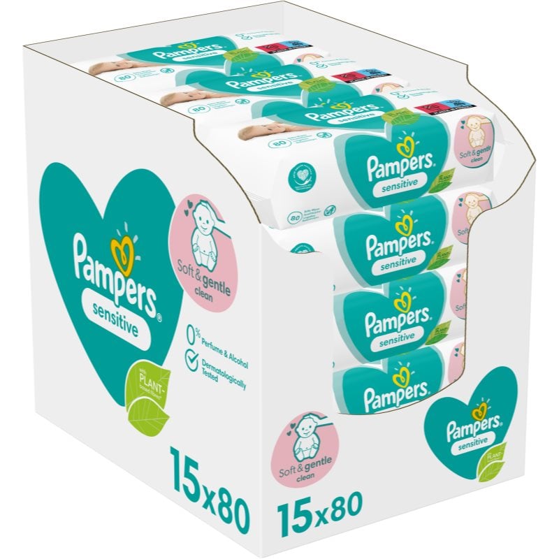 Pampers Sensitive мокри почистващи кърпички за деца за чувствителна кожа 15x80 бр.
