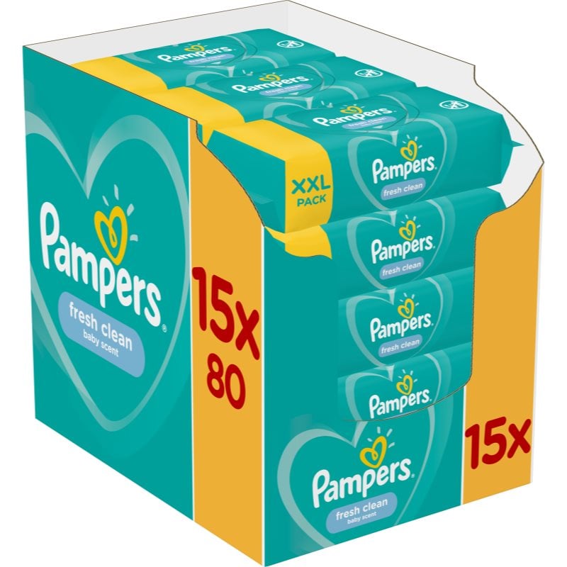 Pampers Fresh Clean мокри почистващи кърпички за деца за чувствителна кожа 15x80 бр.