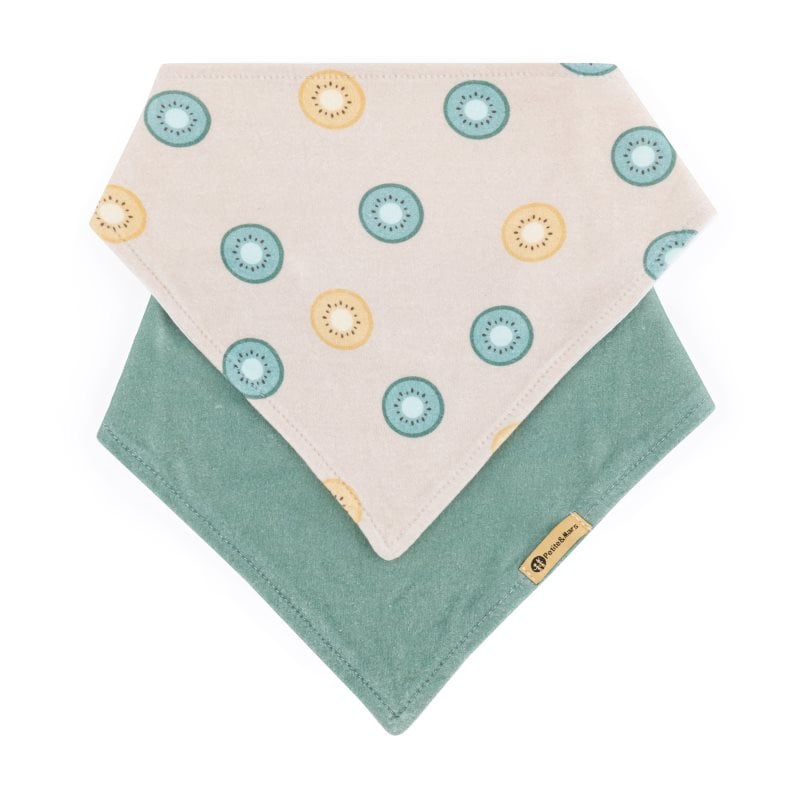 Petite & Mars Bandana Luke 3m+ лигавник Beige Kiwis & Misty Green 1 бр.