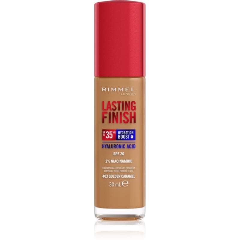 Rimmel Lasting Finish 35H Hydration Boost хидратиращ фон дьо тен SPF 20 цвят 403 Golden Caramel