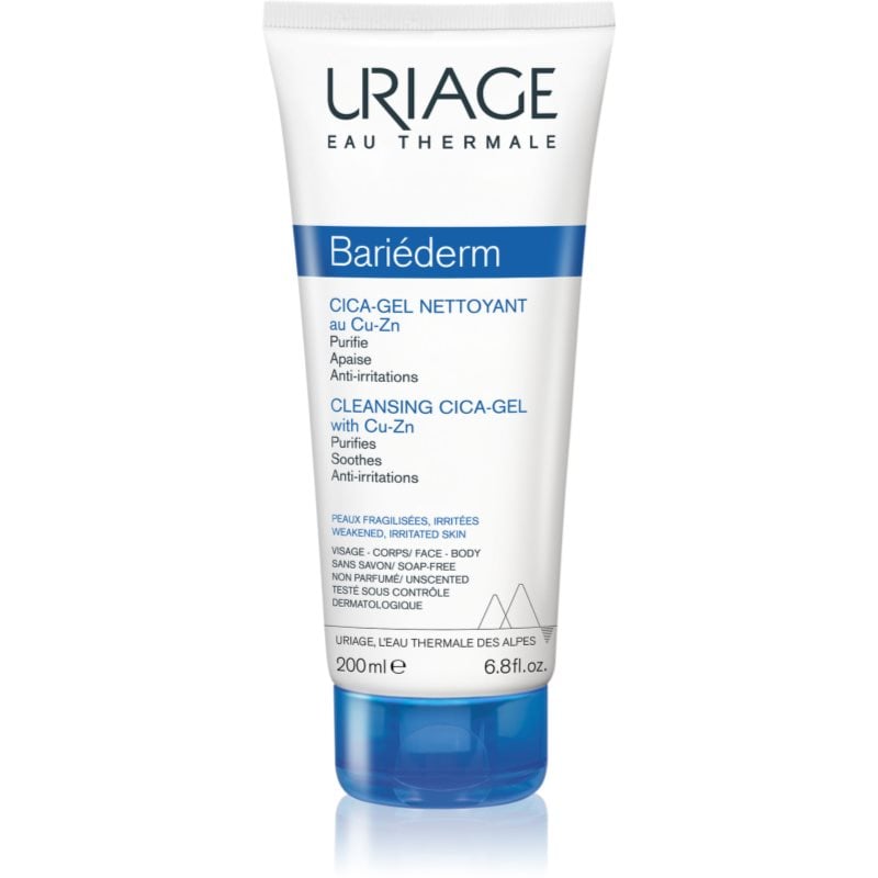 Uriage Bariéderm Cica Cleansing Gel with Copper-Zinc успокояващ почистващ гел за напукана кожа