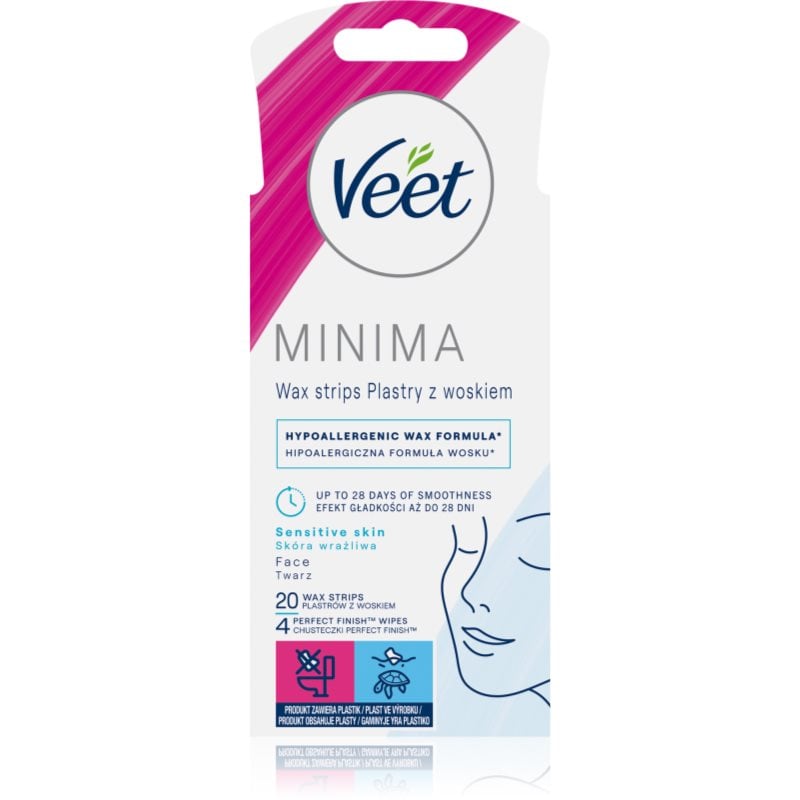 Veet Minima Hypoallergenic восъчни ленти за епилация за лице 20 бр.