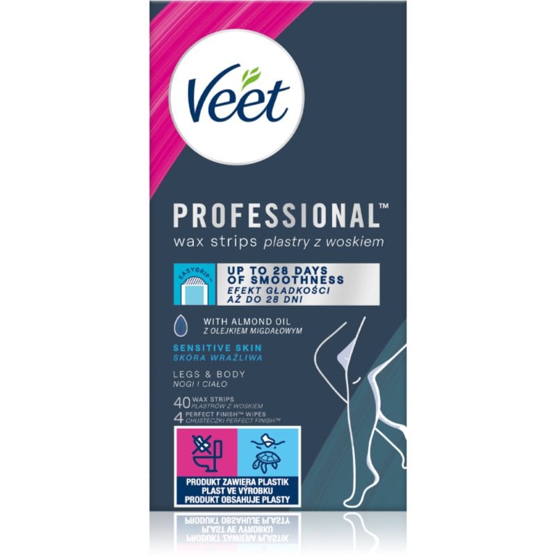 Veet Professional Sensitive Skin восъчни ленти за епилация за чувствителна кожа 40 бр.