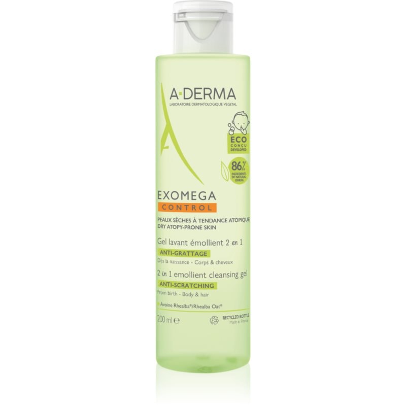 A-Derma A-Derma Exomega Control 2 in 1 emollient cleansing gel душ гел за суха към атопична кожа - Унисекс парфюм 200мл - Сравни цени от 1 магазин с безплатна доставка