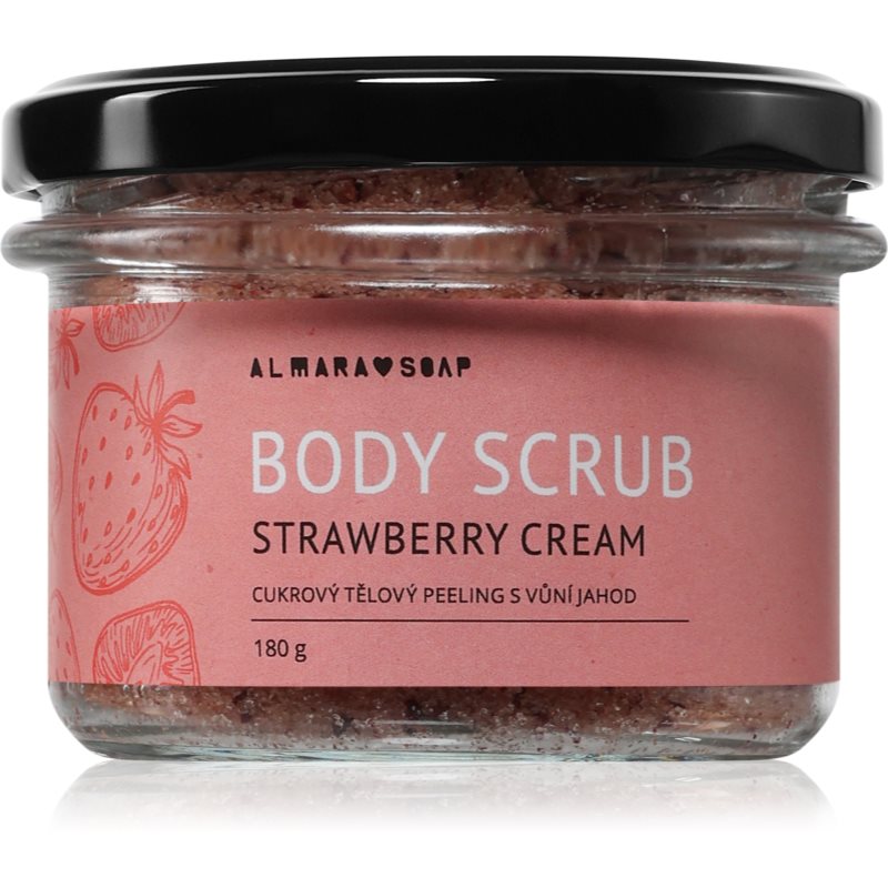 Almara Soap Almara Soap Body Scrub захарен скраб за тяло против целулит с аромат Strawberry Cream 180 гр. - Унисекс парфюм 180мл - Сравни цени от 1 магазин с безплатна доставка