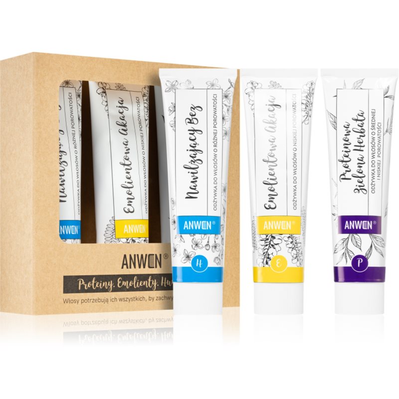 Anwen Anwen Proteins . Emollients . Humectants балсам за коса изгодна опаковка 3 x Low porosity - Унисекс парфюм 100мл - Сравни цени от 1 магазин с безплатна доставка