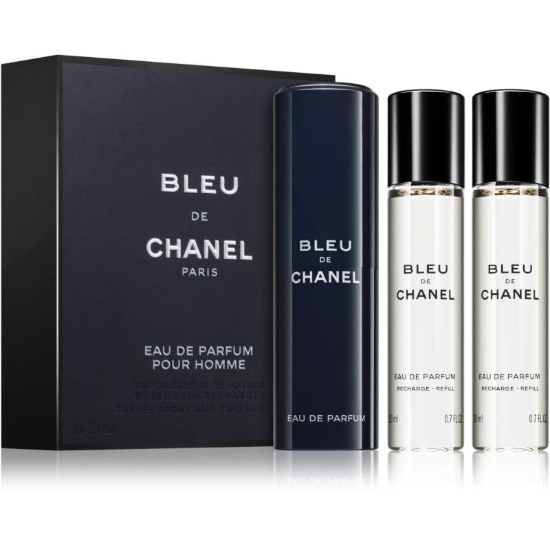 Chanel Chanel Bleu de Chanel travel (1 бр. зареждащ се + 2 бр. пълнеж) за мъже 3 x EDP - Мъжки парфюм 20мл - Сравни цени от 1 магазин с безплатна доставка