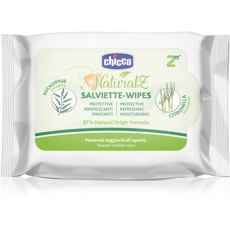 Chicco Chicco NaturalZ Protective & Refreshing Wipes кърпички против комари 2 m+ 20 бр. - Унисекс парфюм  - Сравни цени от 1 магазин с безплатна доставка