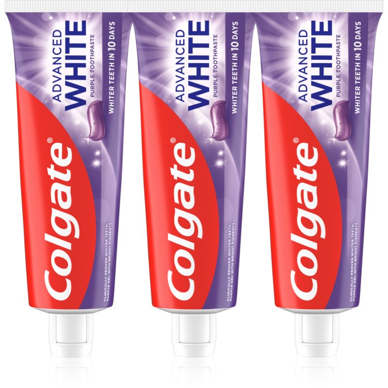 Colgate Colgate Advanced White Purple White избелваща паста за зъби 3x75 бр. - Унисекс парфюм - Сравни цени от 1 магазин с безплатна доставка