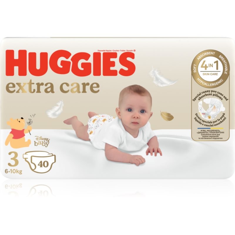 Huggies Extra Care Size 3 еднократни пелени 6-10 kg 40 бр. - Грижа за тяло - Сравни цени от 1 магазин с безплатна доставка