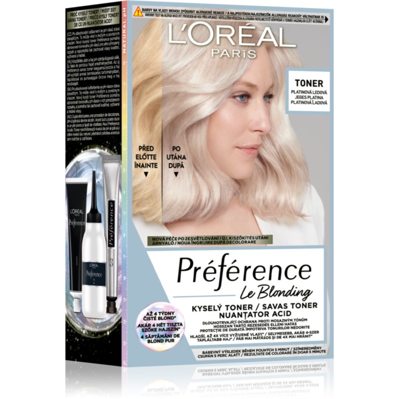 L’Oréal Paris Préférence Le Blonding Toner киселинен тоник неутрализиращ кафеникавите оттенъци - Грижа за коса - Сравни цени от 1 магазин с безплатна доставка