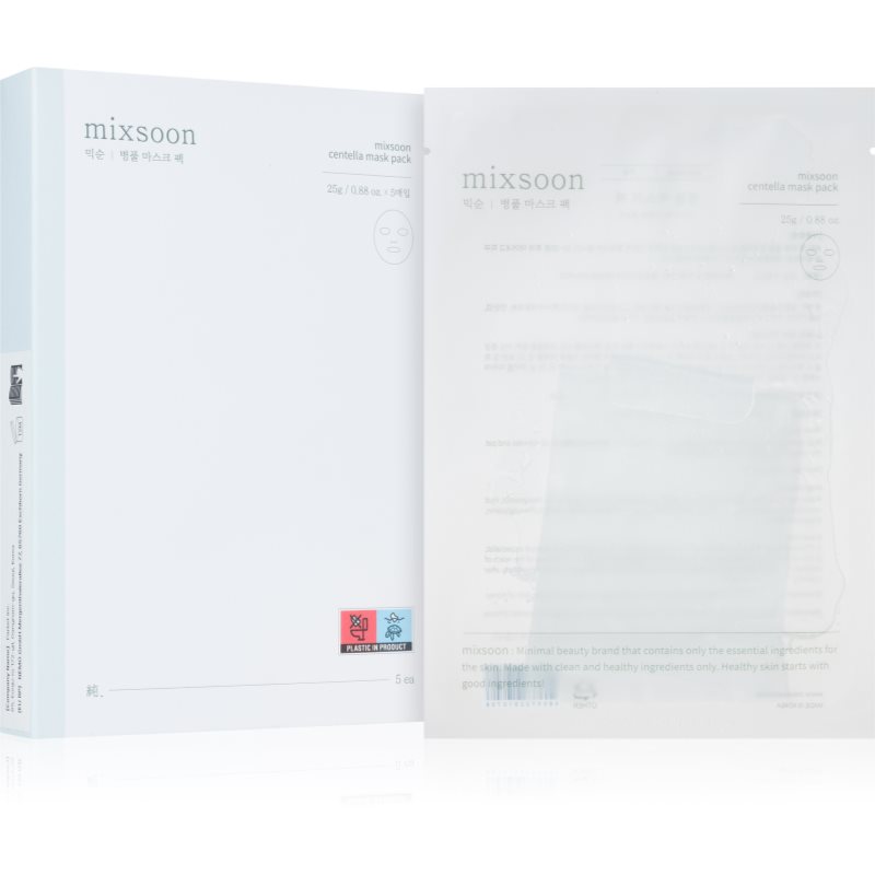 mixsoon Centella успокояваща платнена маска възстановяващ кожната бариера 5x25 гр. - Грижа за лице - Сравни цени от 1 магазин с безплатна доставка