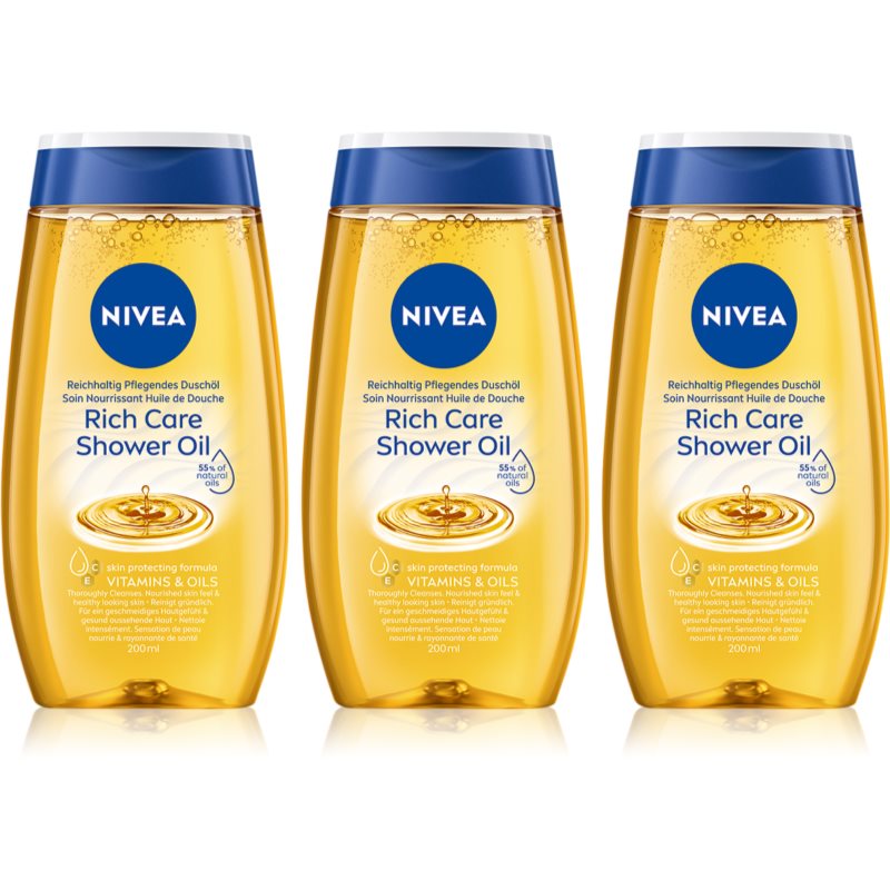 NIVEA Natural Caring душ масло за суха кожа 3 x - Грижа за тяло - Сравни цени от 1 магазин с безплатна доставка