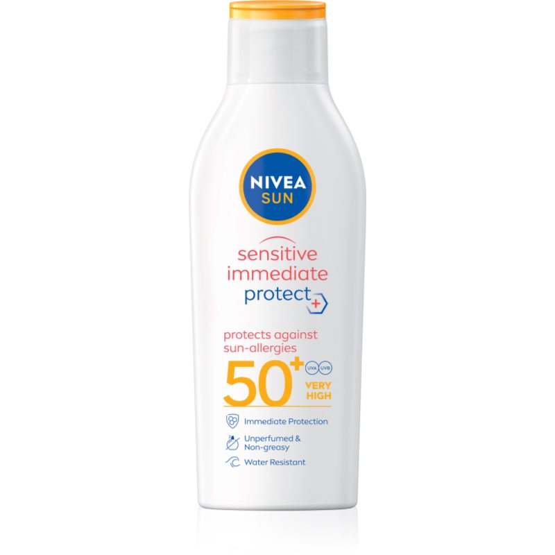 NIVEA SUN Sensitive Immediate лосион за загар за чувствителна кожа SPF 50+ - Грижа за тяло - Сравни цени от 1 магазин с безплатна доставка