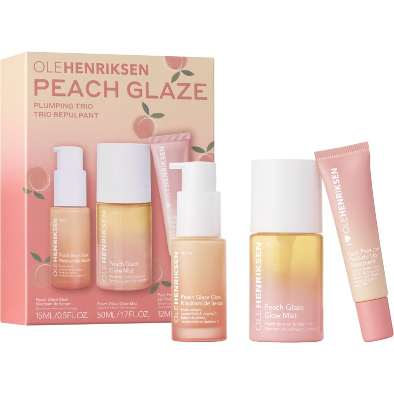 OLEHENRIKSEN OLEHENRIKSEN Peach Glaze Plumping Trio комплект за грижа за лицето Komplekt - Унисекс парфюм  - Сравни цени от 1 магазин с безплатна доставка