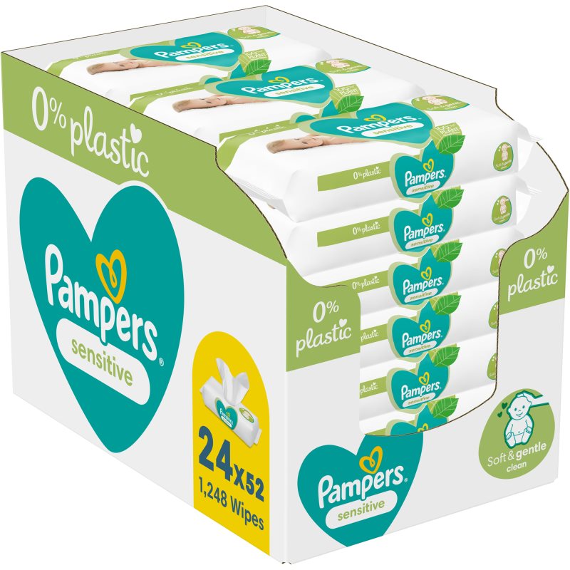 Pampers Sensitive Plastic Free мокри почистващи кърпички за деца за чувствителна кожа 24x52 бр. - Грижа за тяло - Сравни цени от 1 магазин с безплатна доставка