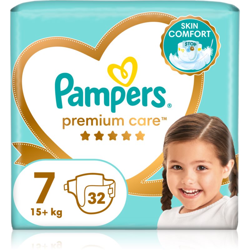 Pampers Premium Care Size 7 еднократни пелени 15+ kg 32 бр. - Грижа за тяло - Сравни цени от 1 магазин с безплатна доставка