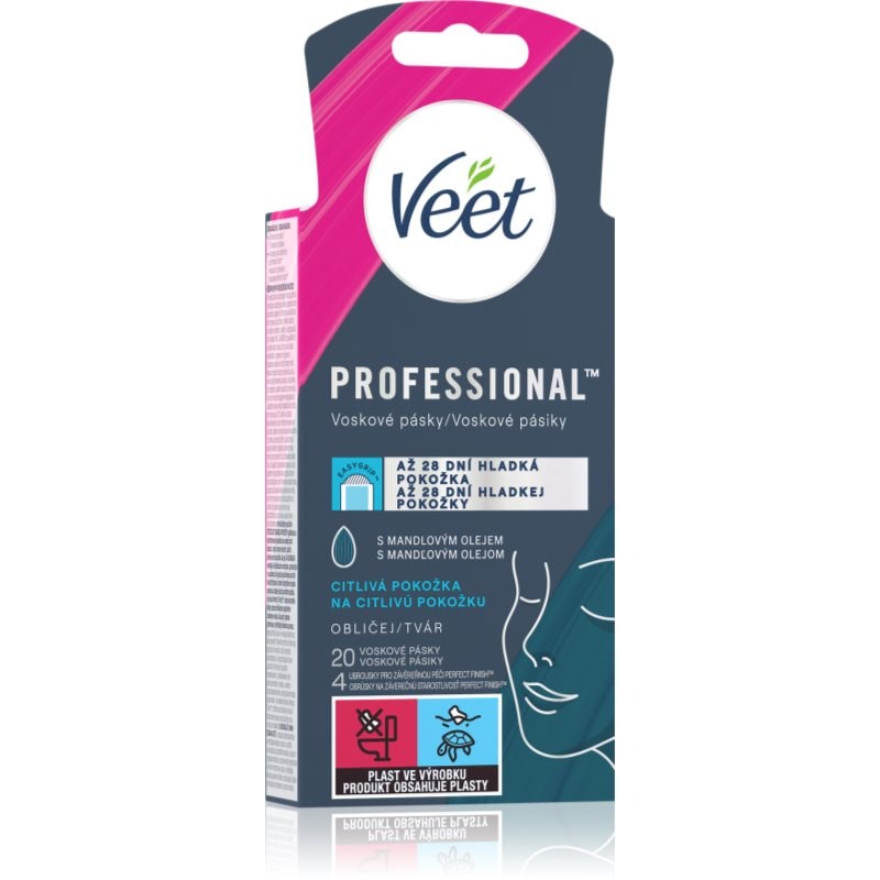 Veet Professional восъчни ленти за епилация за лице за чувствителна кожа на лицето 20 бр. - Грижа за тяло - Сравни цени от 1 магазин с безплатна доставка