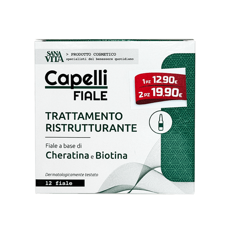 Ампули за коса Sanavita (с биотин и хидролизиран кератин), 12 бр х 10 ml