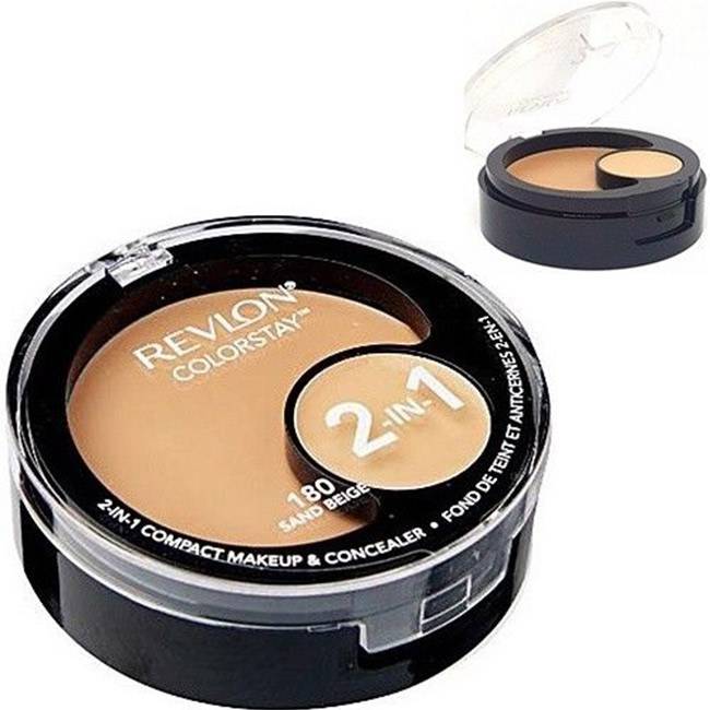 Revlon Фон дьо тен с коректор Revlon Colorstay 2 in 1, Compact Makeup, Concealer Foundation, Цвят: 180 Sand Beige - Унисекс парфюм 1мл - Сравни цени от 1 магазин с безплатна доставка