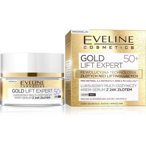 Eveline Gold Lift Expert Cream Serum 50+ Крем серум за лице със златни частици - Грижа за лице - Сравни цени от 1 магазин с безплатна доставка