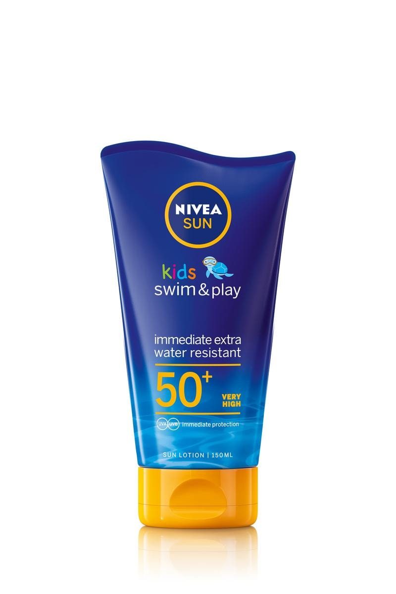 Nivea Nivea Sun Swim & Play Детски лосион SPF 50+ - Унисекс парфюм 150мл - Сравни цени от 1 магазин с безплатна доставка