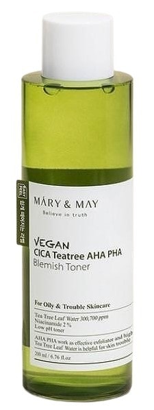 Mary & May Vegan CICA Tea Tree AHA PHA Веган тоник за лице с АНА и РНА, центела и чаено дърво - Грижа за лице - Сравни цени от 1 магазин с безплатна доставка