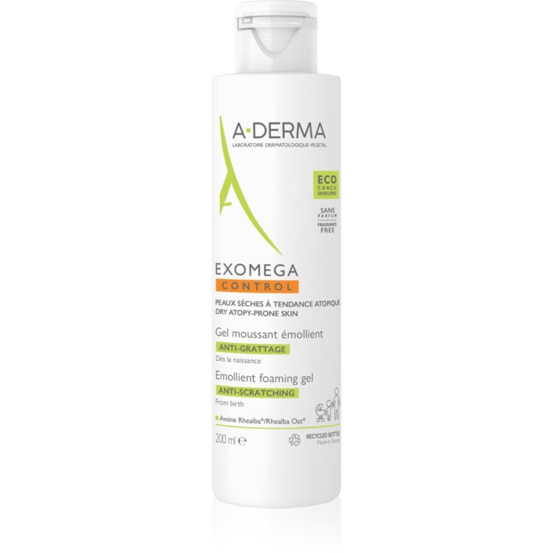 A-Derma Exomega Control Emollient Foaming gel овлажняващ гел-пяна за суха атопична кожа