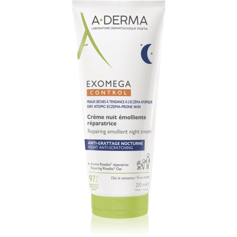 A-Derma Exomega Control Repairing Emollient Night Cream регенериращ нощен крем против сърбеж